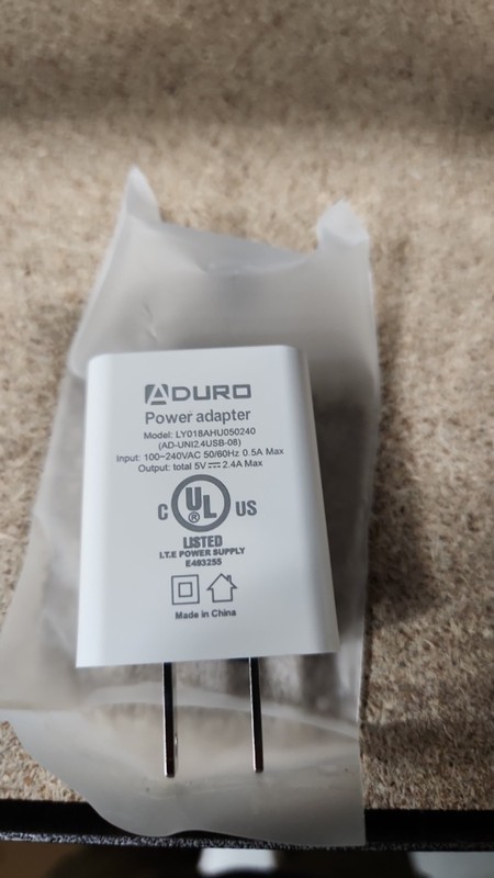 50 pcs New Aduro USB-A wall adapters 5v/2.4A