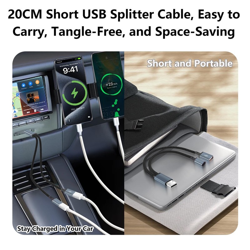 USB Male to 2 Female Splitter Y Cable.1 in 2 Out USB Extender Cable.Dual USB ... gallery