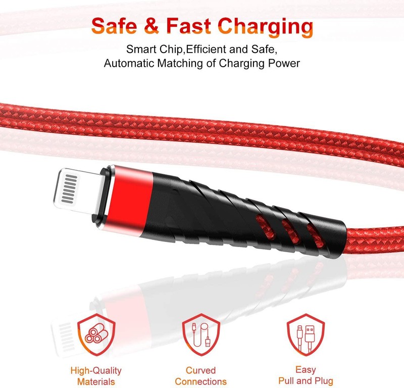 3x Braided Fast Charger Cable Heavy Duty USB Cord For iPhone 14 13 12 11 X XR 8 gallery