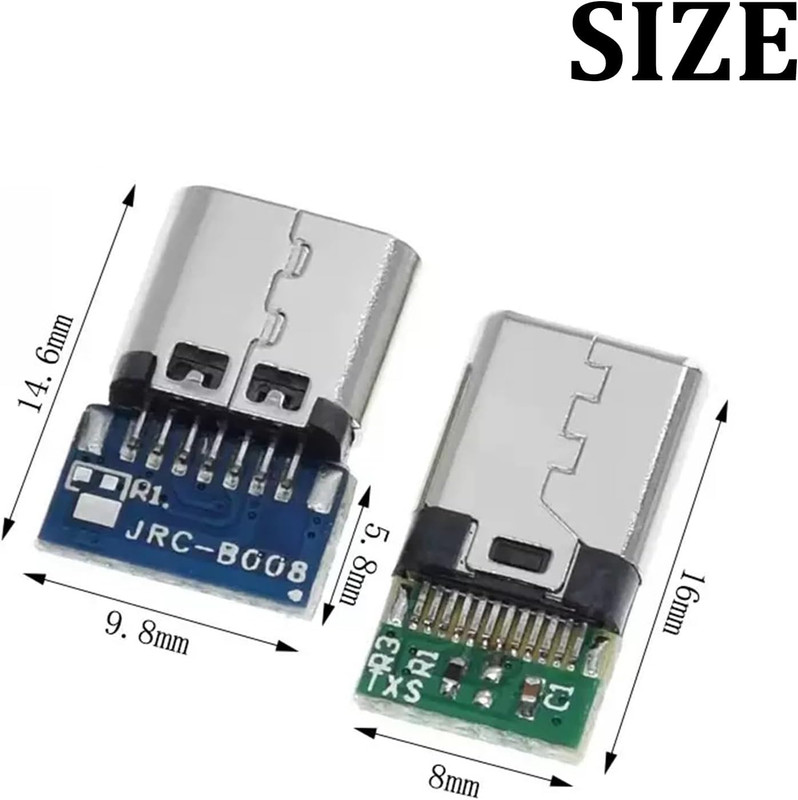 5 Set USB C Connector – 5 Male Plugs & 5 Female Sockets USB C Breakout Board for gallery