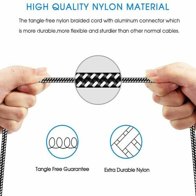 3X 6FT USB Braided Charger Cable Heavy Duty For iPhone 6 7 8 XR 11 12 13 14 Cord gallery
