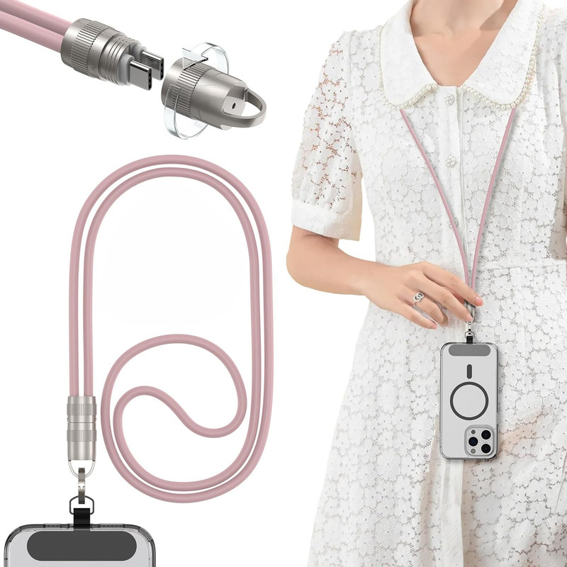 Phone Lanyard, Phone Charm,3.3 Ft 60W Fast Charging USB C Cable with 2 Extra Pho
