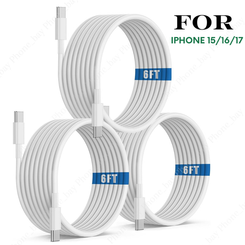 3PCS 60W USB-C to USB-C Cable Fast Charge Type C Cord 6FT For Samsung Android