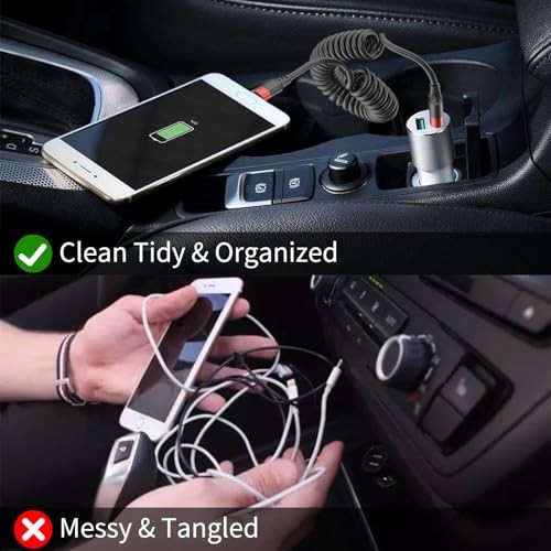 Coiled USB C Cable for Car, 2 Pack Type C Coiled Cable Fast 3FT USB A-C gallery