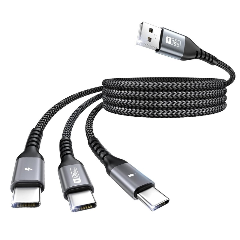 Durable 4FT USB C Charging Cable - 3-Port Design for Fast, Safe Charging gallery
