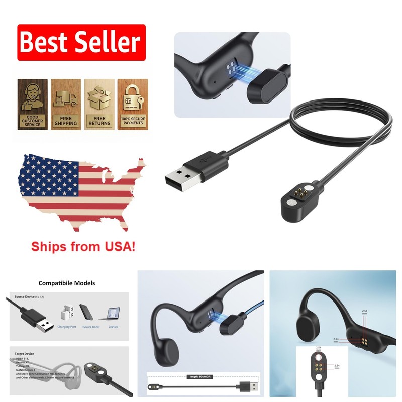 Effortless Magnetic 4-Pin Charging Cable for Bone Conduction Headphones – 60 cm