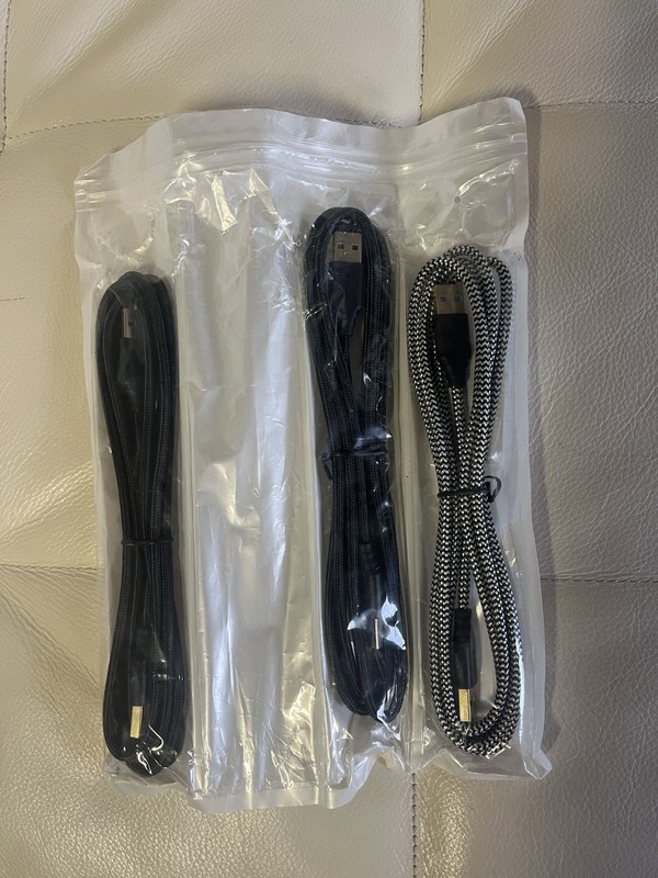 3-Pack Braided USB 3.0 Type-A to Type-C Cable Lot – 6ft Black & White/Black