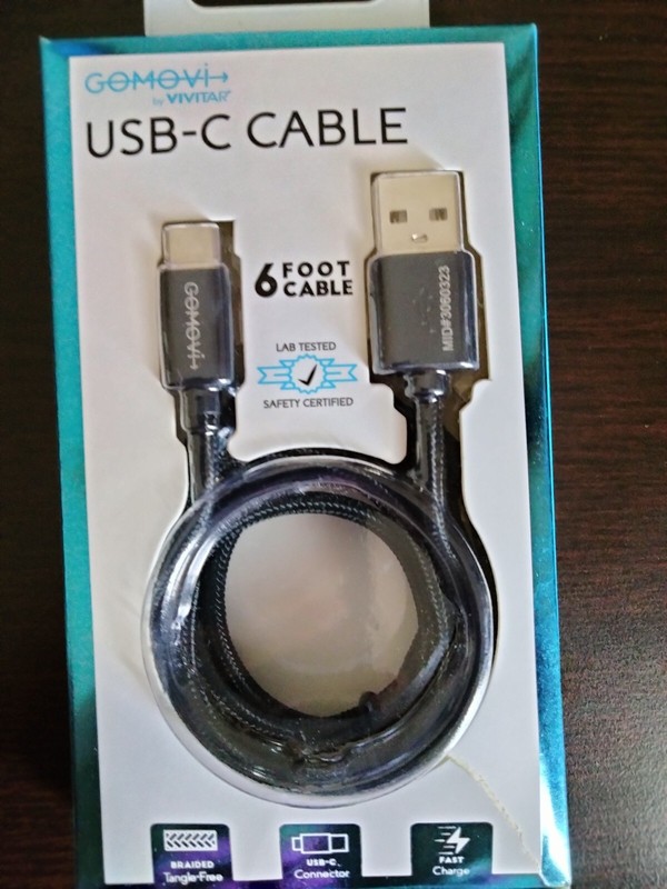 Gomovi by Vivitar USB-C 6 Foot Cable New For android phone etc.