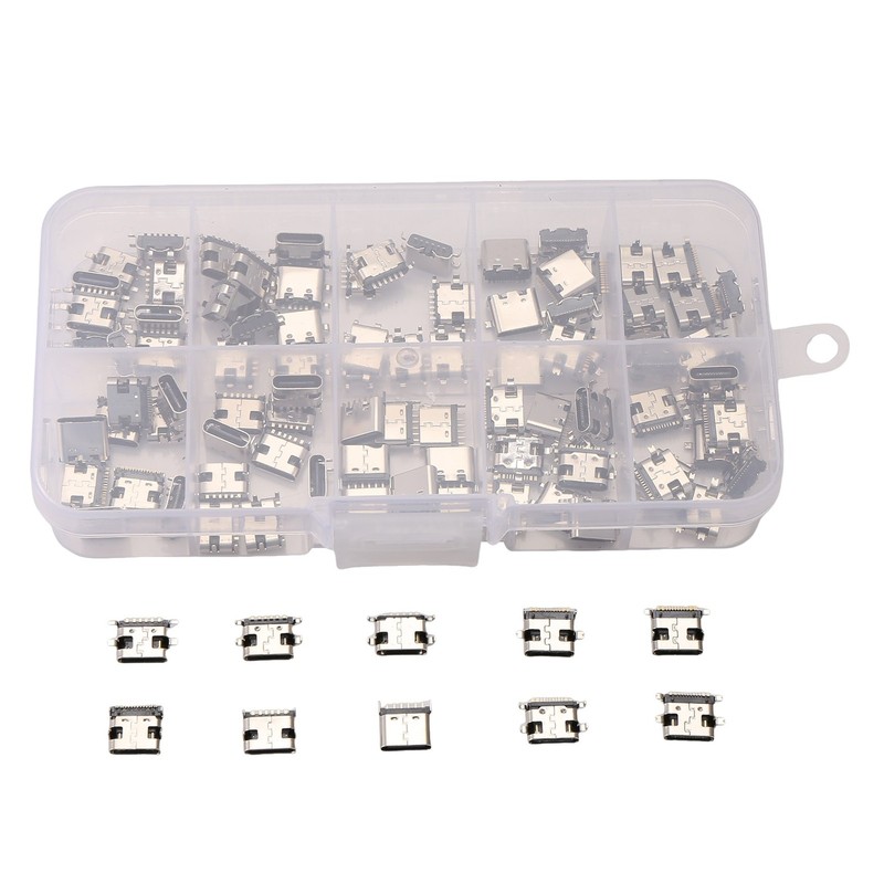 100Pcs/Lot 10Models Type-C USB Charging Dock Connectors Mix 6Pin and 16Pin1537 gallery