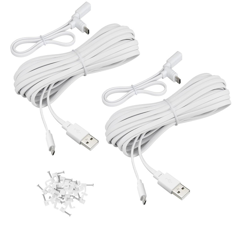 2-Pack 25 Ft Micro USB Extension Cable Compatible with Wyze Cam V4, Wyze Cam Pan gallery