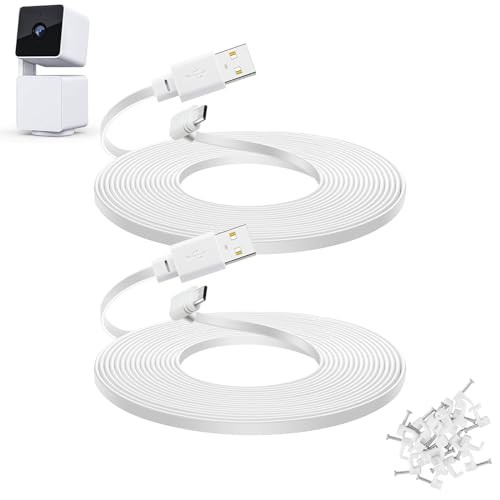 2-Pack 30 ft Extension Cable for WYZE Cam Pan V3 Outdoor Camera, Micro USB 90
