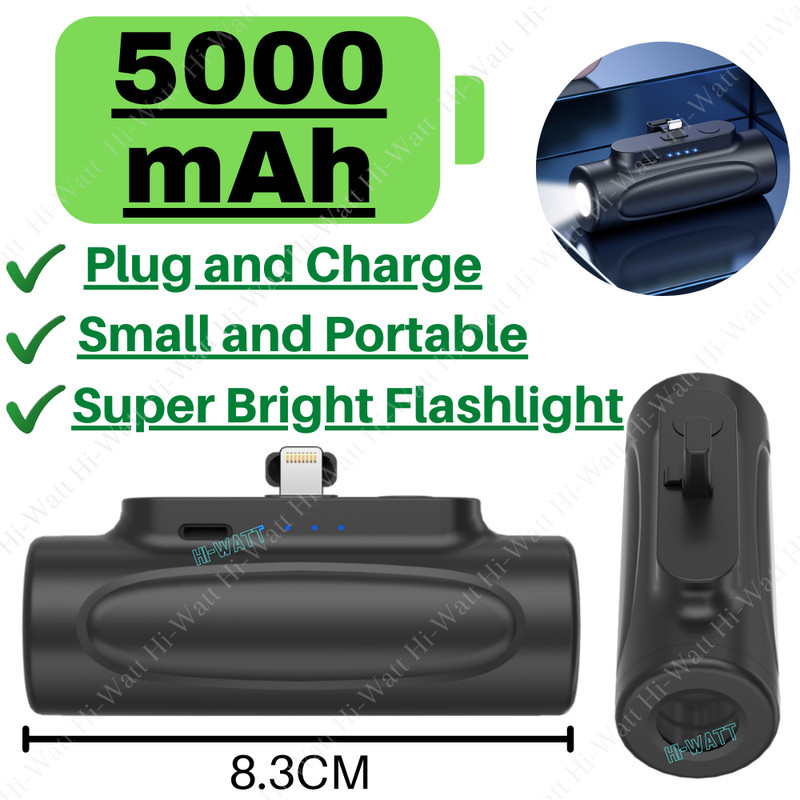 5000mAh For iPhone 13 12 8 iPad Mini Charger Power Bank Portable With Flashlight