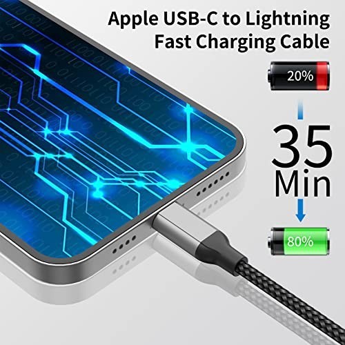 USB C to Lightning Cable 1Ft, 2Pack Short Iphone Charger Cord Mfi Certified Brai gallery