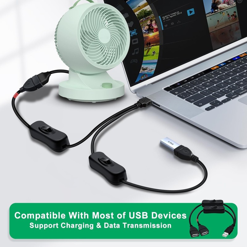 USB Splitter Cable with Switch USB A to Double Female Extension Cord Adapter,... gallery