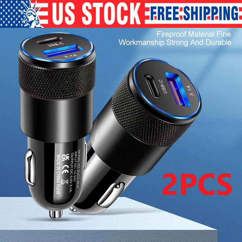 2PCS 30W Fast Charge USB PD Type-C Car Charger Adapter For iPhone17 16 15Pro Max