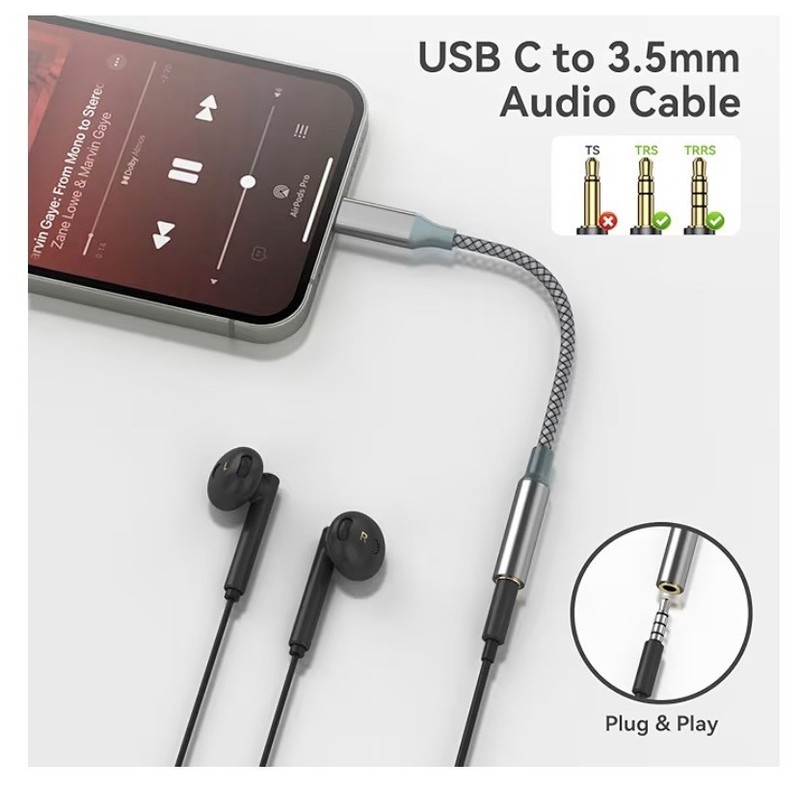 USB C to Aux Audio Dongle Cable Cord, Type C to 3.5Mm Female Headphone Jack Adap gallery