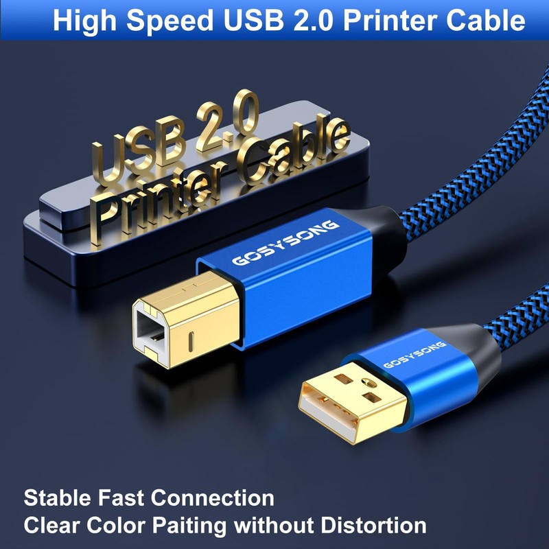 GOSYSONG USB Printer Cable 15ft, USB 2.0 Printer Cord, Type A to Type B Print... gallery