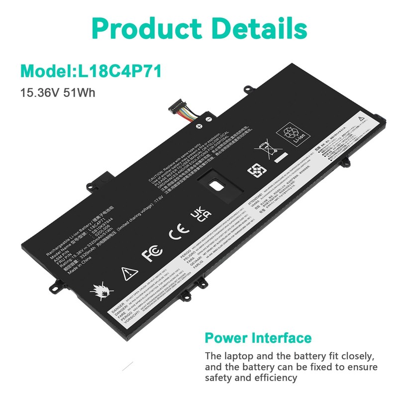 Replacement Battery for ThinkPad X1 Carbon 7th 8th Gen Yoga 4th 5th L18C4P71 gallery