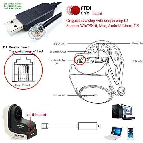 RJ12 Control Cable for Skywatcher AZ-GTI and AZ-GTE for Computerized Alt-Az T... gallery