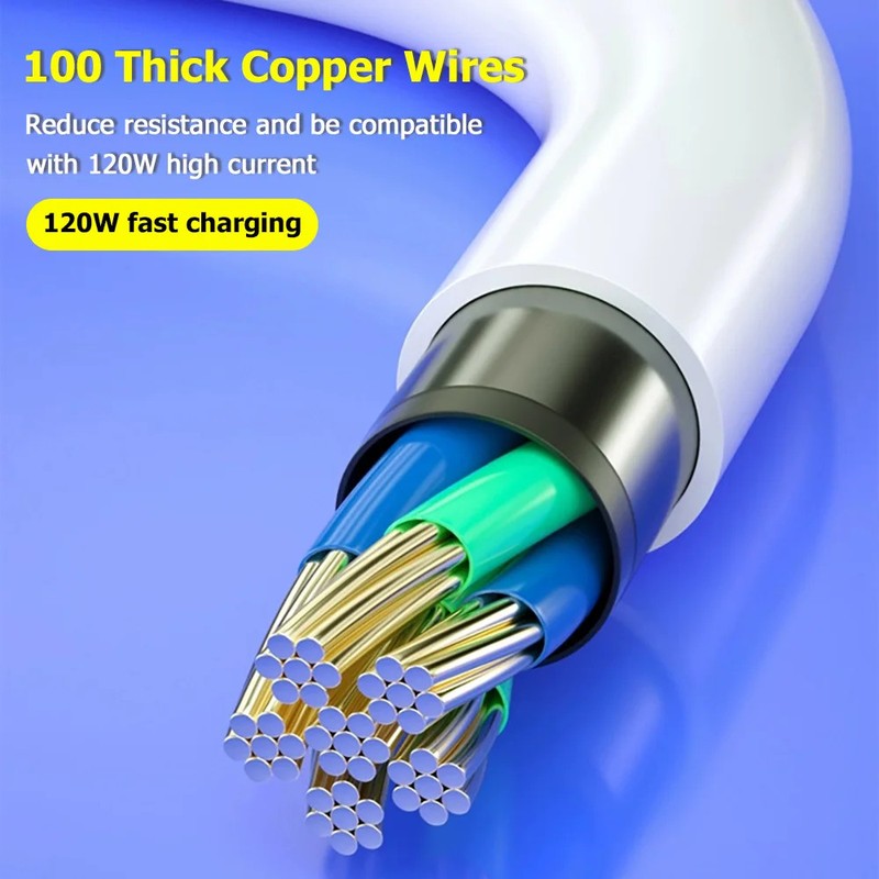 New Bold USB Type C Cable 120W 10A 10A Fast Charging Wire Mobile Phone USB Charg gallery