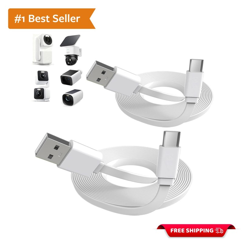 Flat 25ft USB C Cable for Security Cameras - Compatible with WYZE & eufy