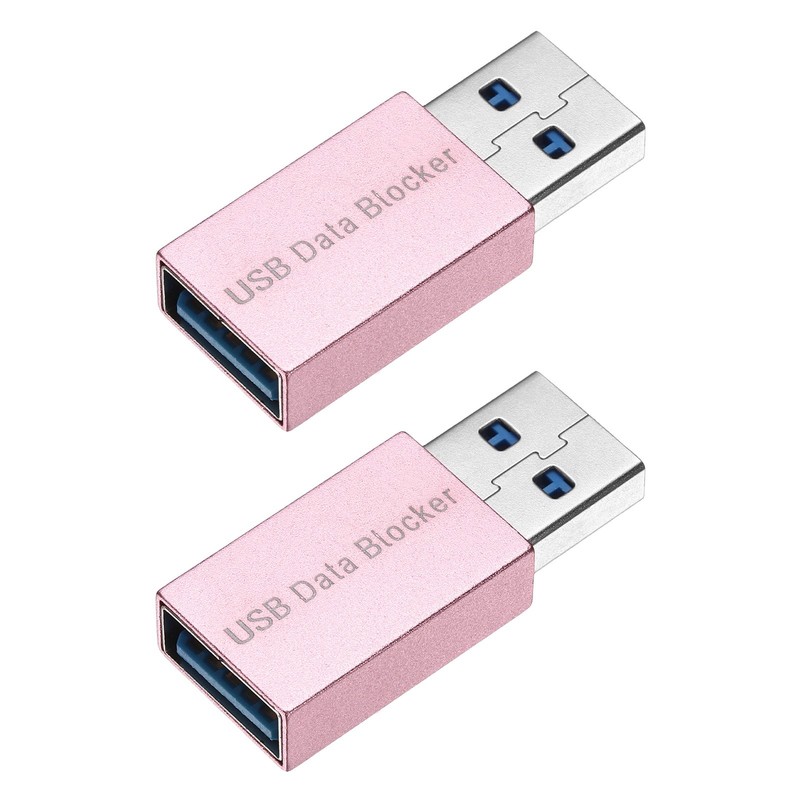 2 Pcs USB Data Blocker, USB A to A Data Protector, Rose Pink