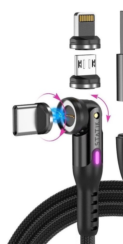 Statik 360 Rotating Magnetic Charging Cable 6’ LOT X2 Magnetic USB C MINI + ATL gallery