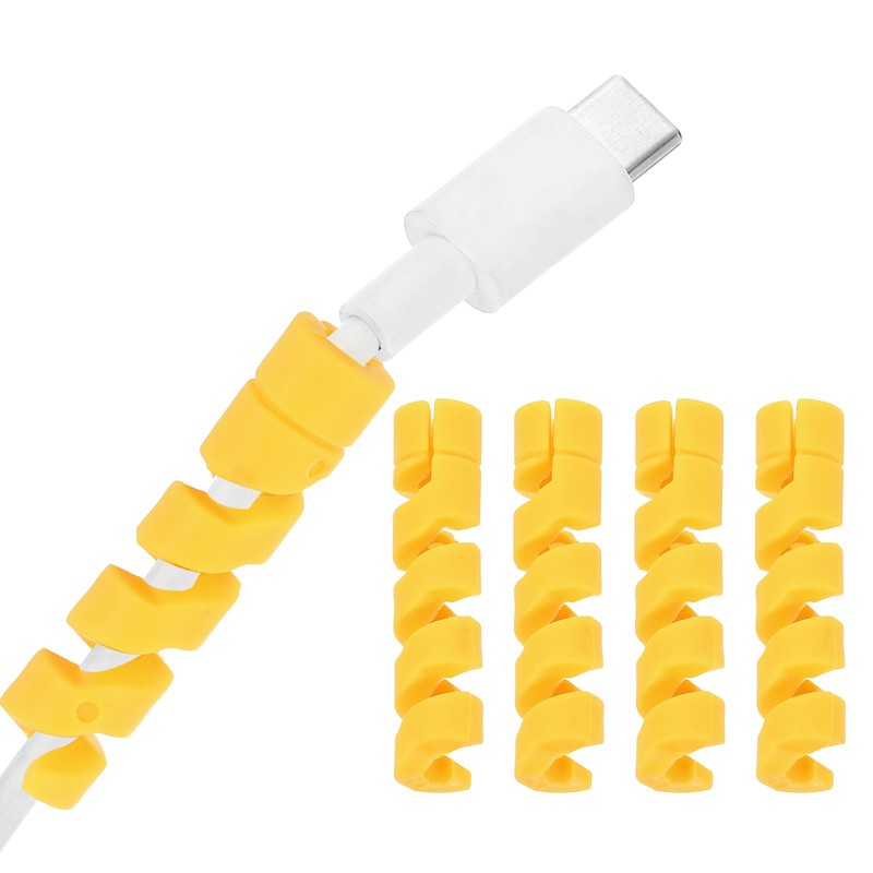 24Pcs Charger Cable Protector, Flexible Spiral Wire Cord Saver Organizer, Yellow
