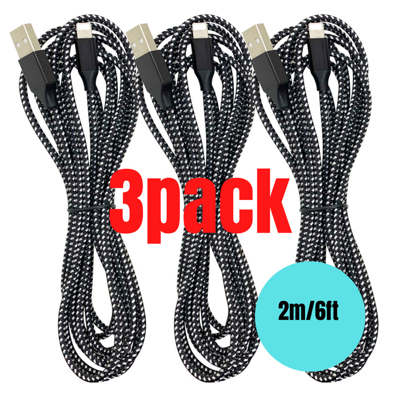Wholesale Braided USB Charging Cable Lot 6FT For Apple iPhone 8 7 6 11 Pro Max