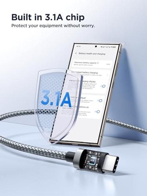 USB C Cable 10 FT 2Pack USB A to USB C 3A Fast Charging 10FT Long Type C Gray gallery