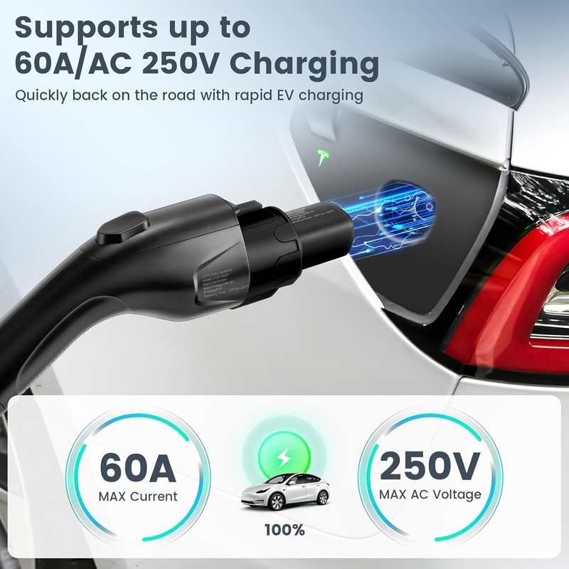 J1772 to NACS EV Charging Adapter for Tesla Model 3 Compatible Charger Converter gallery