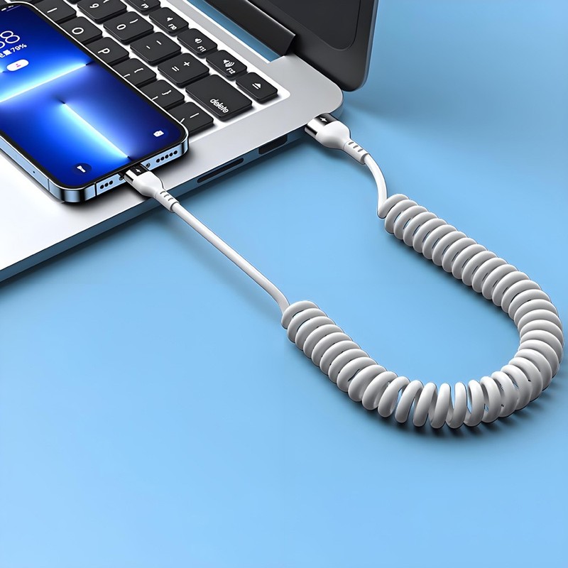6A Fast Charging Cable Spiral 120W TypeC Charger Fast Charging Coiled USBC Cable gallery