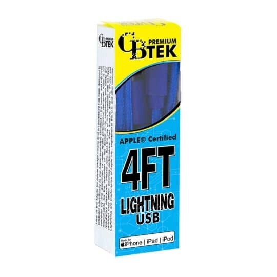 CBTEK iPhone MFI Certified 4ft Cables Lightning USB, Blue