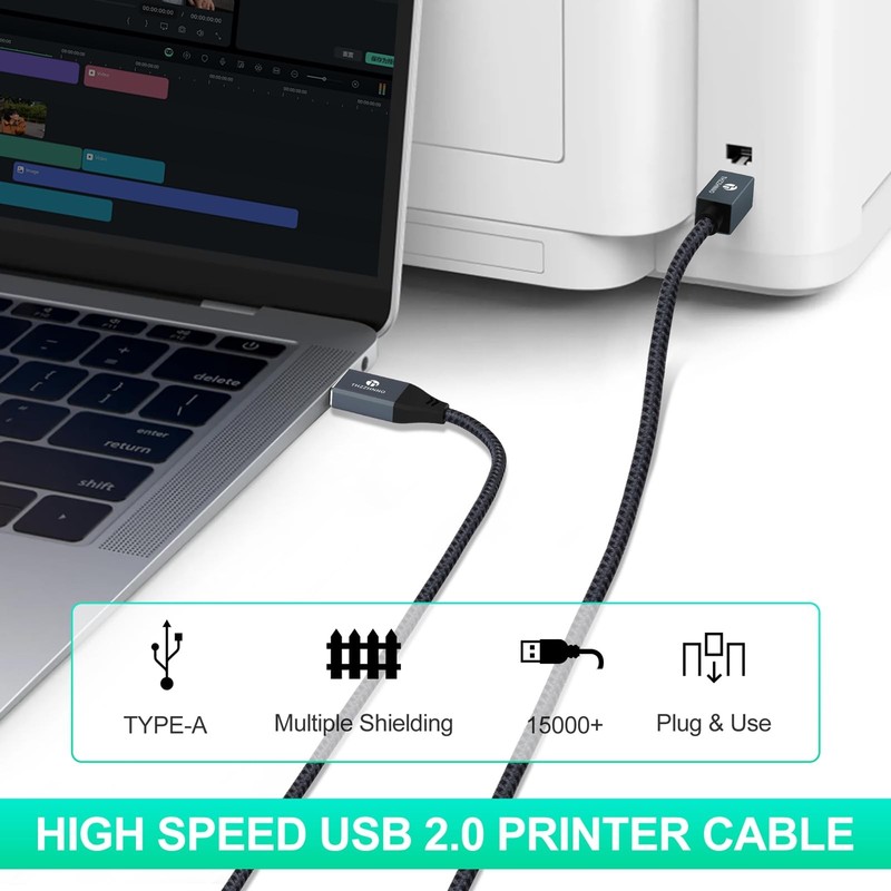 USB Printer Cable 10FT, USB A to USB B Cable, USB 2.0 Type A Male to B Male S... gallery