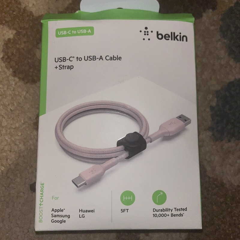 Belkin Boost Charge USB-C to USB-A Cable + Strap – Pink