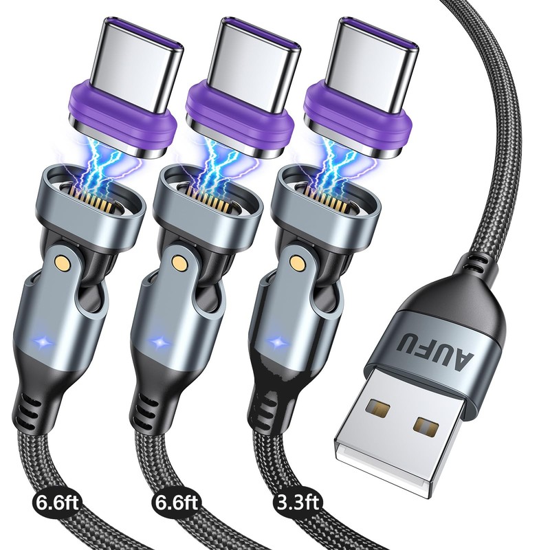 16PIN USB C Magnetic Charging Cable (3Pack, 3.3/6.6/6.6ft), 180° Rotation Mag…