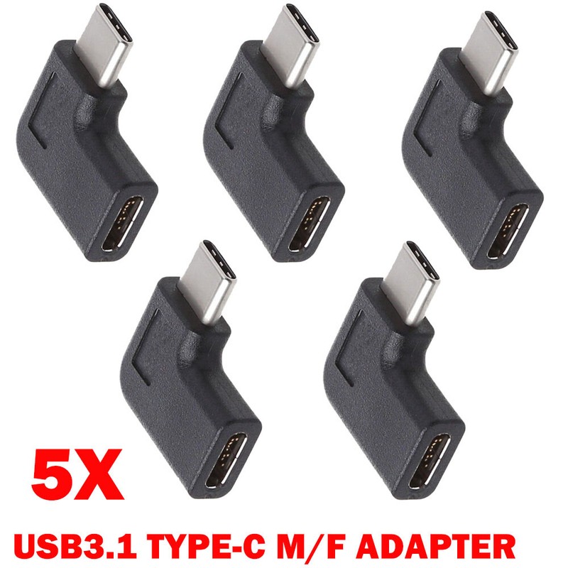 5x 90 Degree Right Angle USB 3.1 Type C Male To Female USB-C Converter Adapters