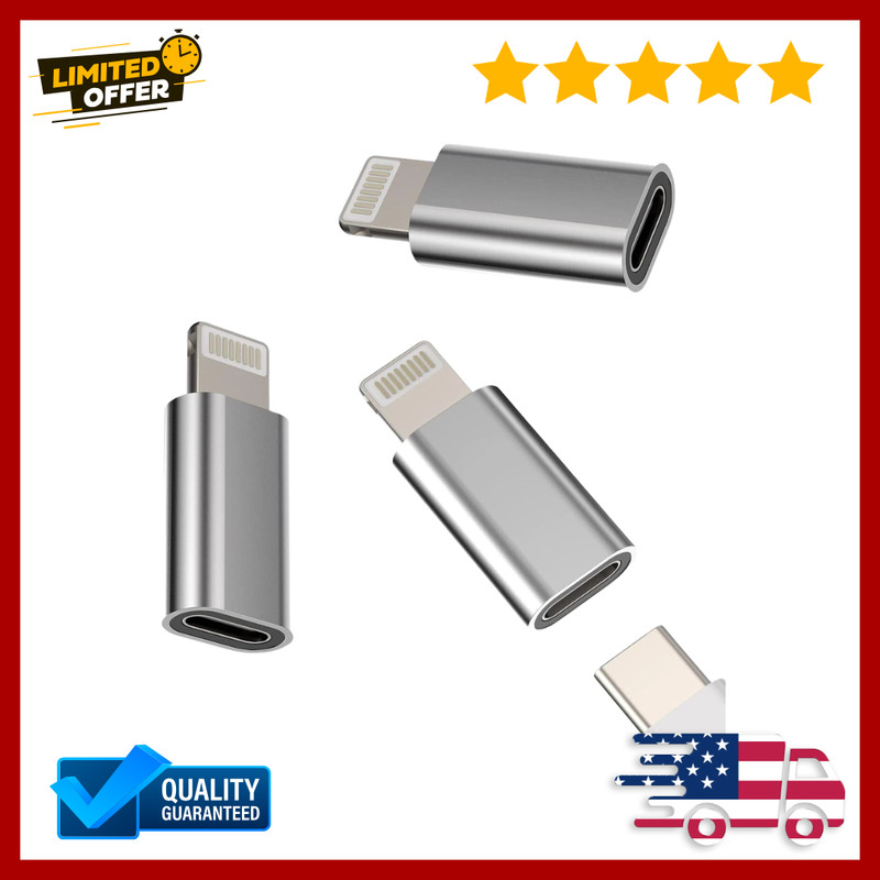 USB C Female to Lightning Male Adapter 3 Pack, Apple MFi Certified, Compatibl…