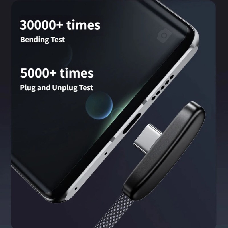 100W Fast Charging Cable L Shape Aluminum Shell For Mobile Gaming And Data gallery