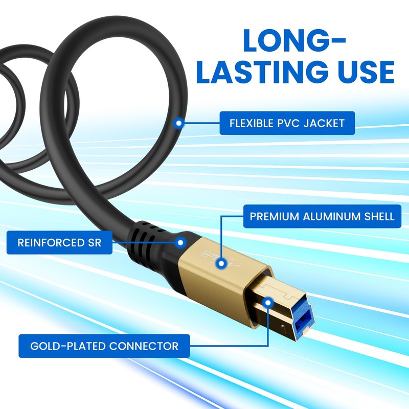 Extra Long USB 3.0 C to USB B Cable 15FT, 5Gbps High Speed, Type 3.0 B Connec... gallery
