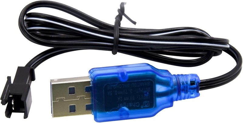Blomiky 2 Pack USB Charger Cable with SM-2P Plug Connector for Mini RC Amphibiou