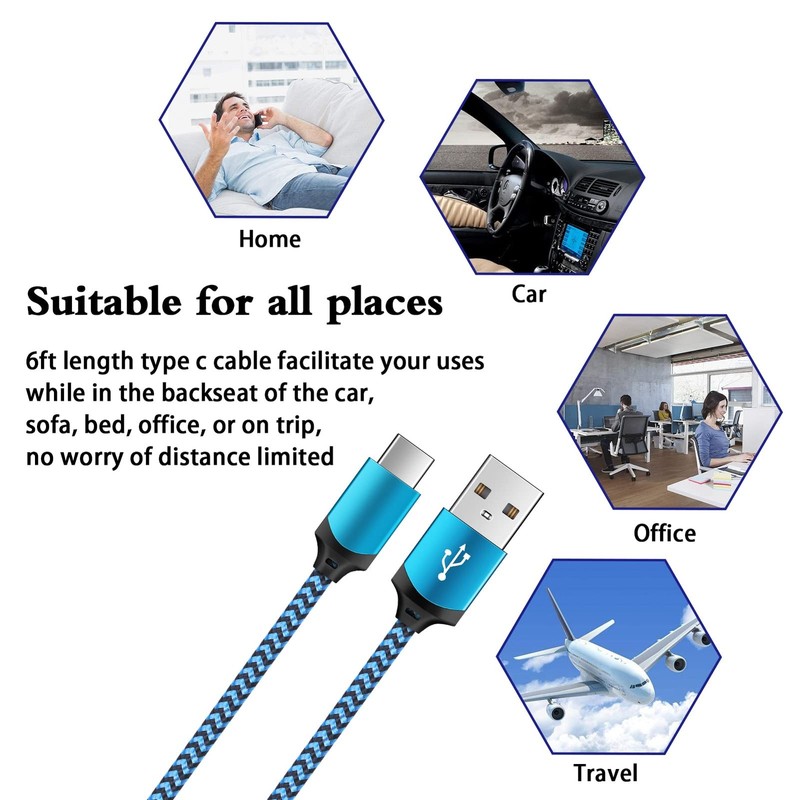 2Pack 6Ft USB Type C Cable Fast Charging Cord Phone Charger for LG Stylo 4 5 ... gallery