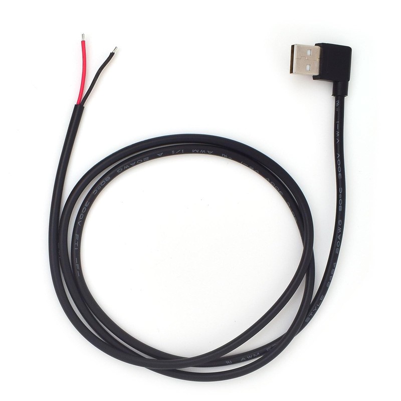 Single 1M/3.3FT 20AWG USB 2.0 90 Degree Pigtail Cable,USB A 2 Pin Bare Wire O…