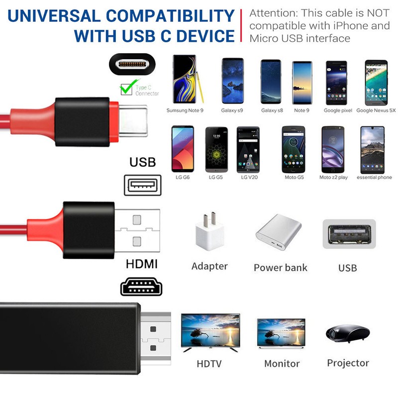 For Samsung S26 S25 S24 Ultra S23 S21 1080p Type C to HDMI HDTV TV Cable Adapter gallery