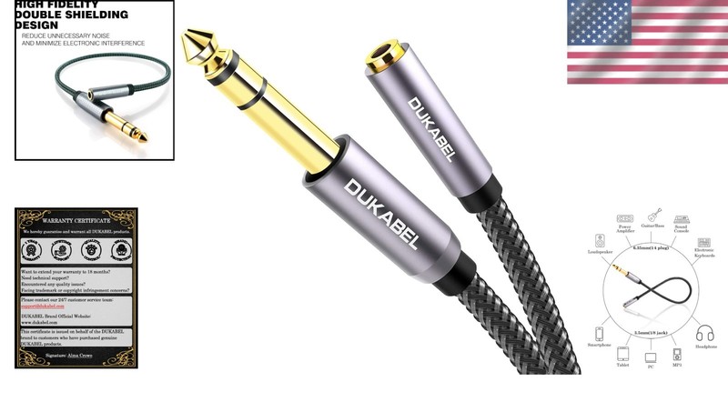 Durable Headphone Jack Adapter: 6.35mm to 3.5mm with Noise-Cancelling Features gallery