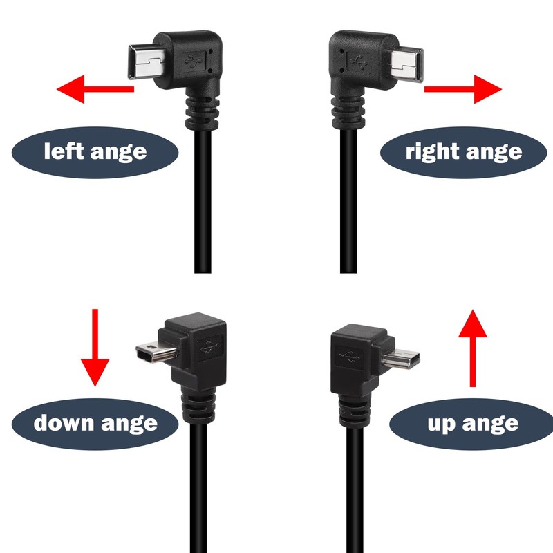 90 Degree Angle Mini USB Panel Flush Waterproof Extension Cable 11 Inch Left gallery