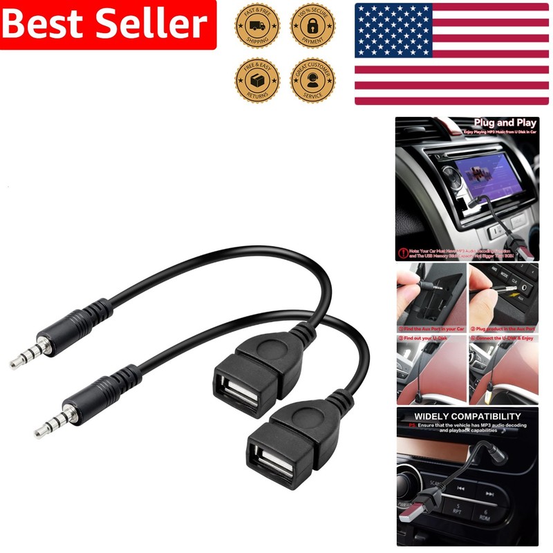Aux to USB Car Adapter for MP3 Decoding, 3.5mm Male to USB Female Cable