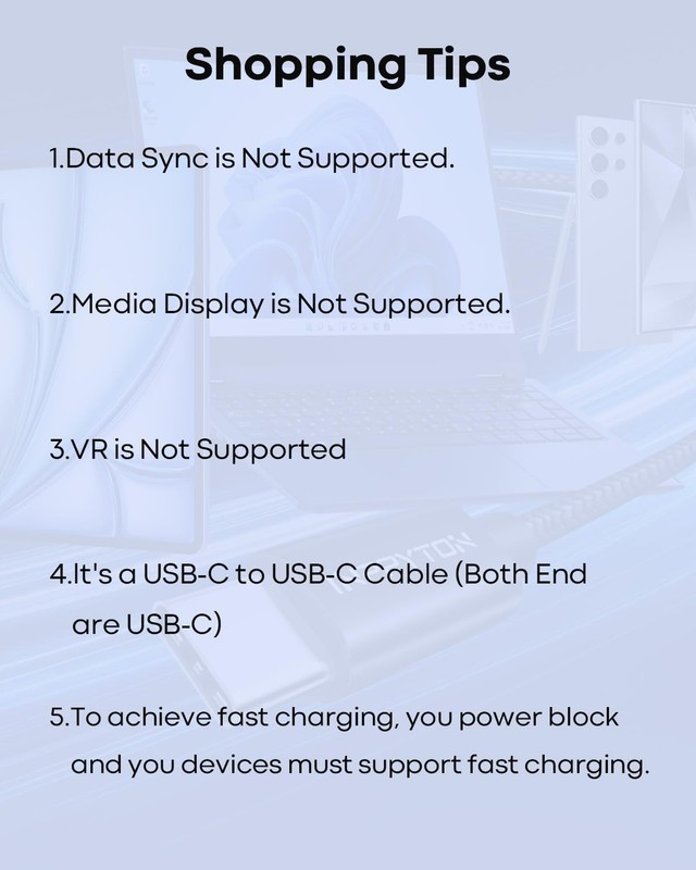INPPYTON 30 Ft USB C to C Cable 60W, Extra Long Type C 30Ft, Black gallery