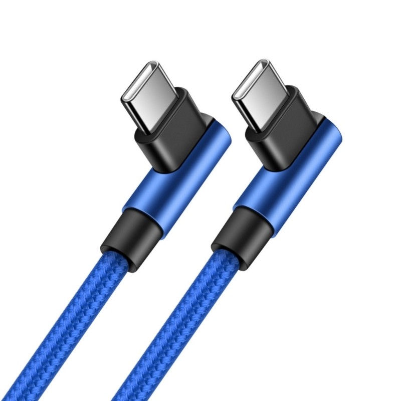 Double Angled Type C To Type C 60W Fast Charging Cable Nylon Braided Durability gallery