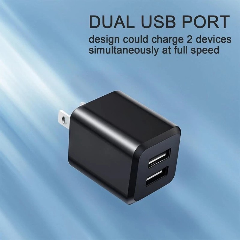 3- Pack, USB Wall Charger, Dual Port Cube Power Adapter Charger black gallery